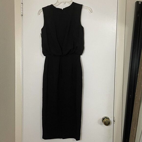 NWOT Dress the Population black pleated neck sheath sleeveless dress size XS - Picture 5 of 6